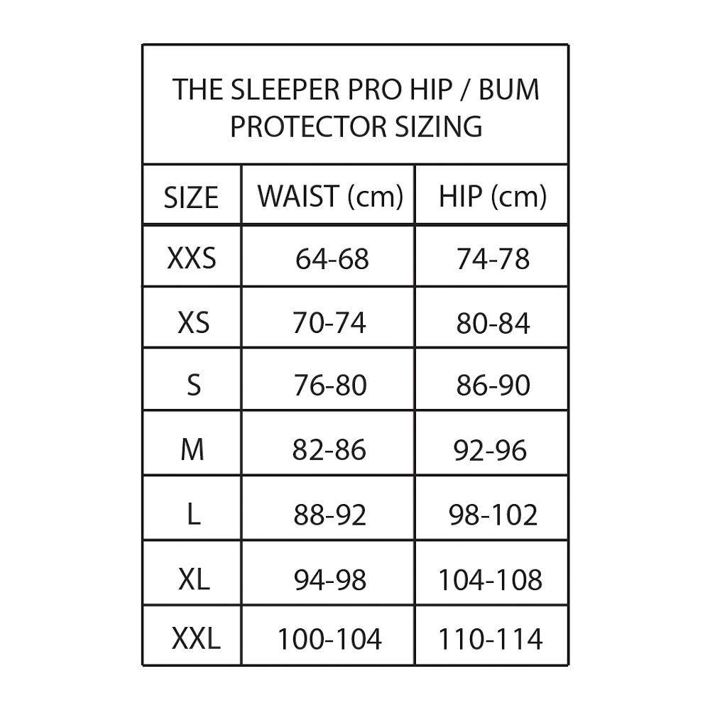 Gain Protection Sleeper Hip/Bum Protector Size Chart | Pumpanickel Singapore