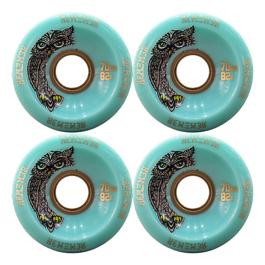 Remember Collective Hoot Longboard Wheels 70mm 82a Seafoam | For cruising, freestyle and dancing longboard set up
