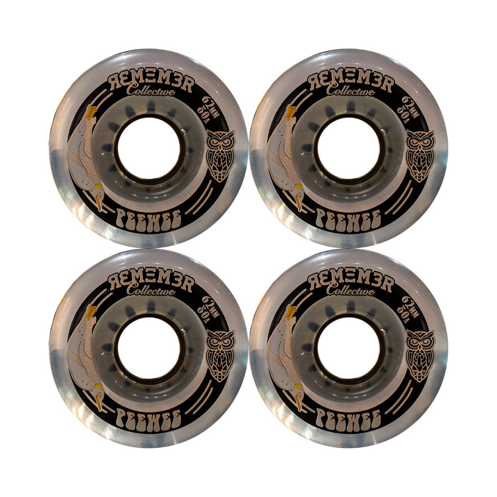 Remember Collective Pee Wee Wheels 62mm 80a Translucent | For cruising, freeride & freestyle longboard set up