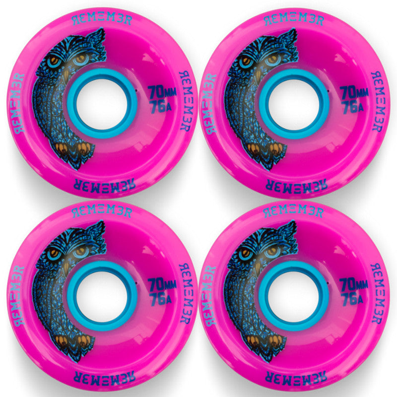 Remember Collective Hoot Longboard Wheels 70mm 76a Pink | For cruising, freestyle and dancing longboard set up