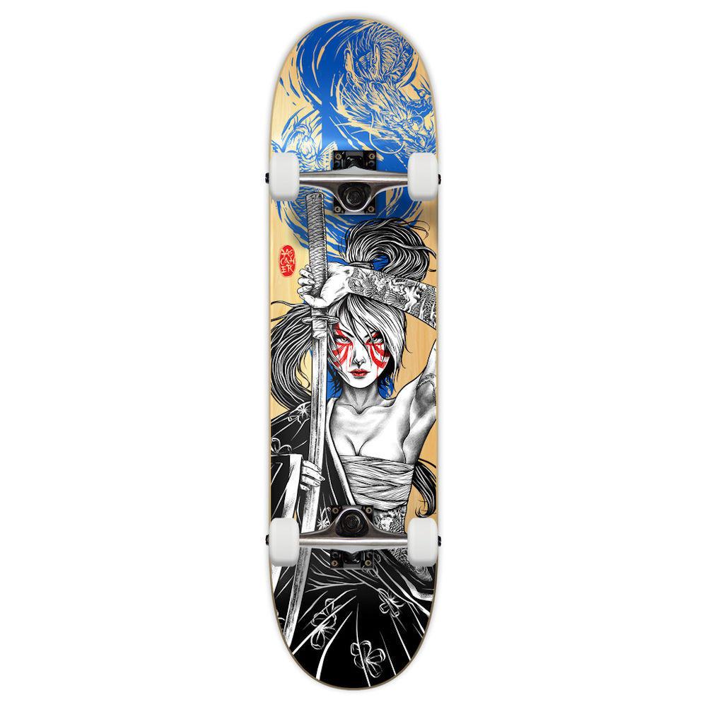 Pumpanickel Sports Shop Yocaher Skateboard. Yocaher Skateboard 8" complete skateboard Girl Samurai Series Blue Dragon