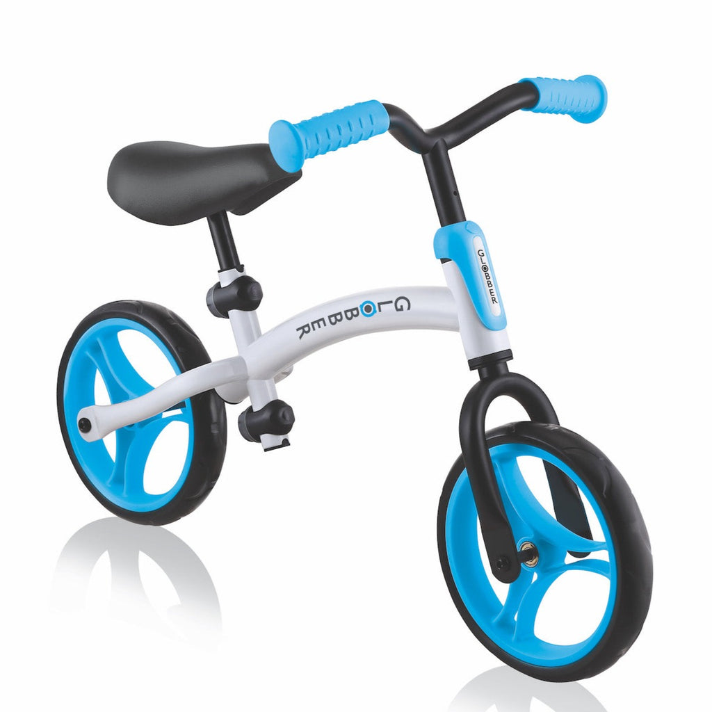 Shop Singapore Pumpanickel Sports Shop Buy Globber Go Bike V2 balance bike for toddlers - White-Sky Blue