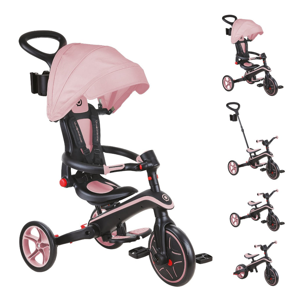 Shop Singapore Pumpanickel Sports Shop Buy Globber Explorer Trike Foldable 4-in-1 Baby Trike & Kids Balance Bike for 10 months to 5 years - Pastel Pink