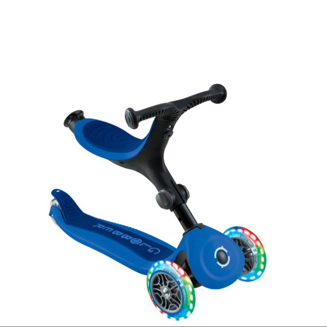 Shop Singapore Pumpanickel Sports Shop Buy Globber GO UP Active Lights Foldable Toddler Scooter with seat for 15 months to 9+ years - Navy Blue