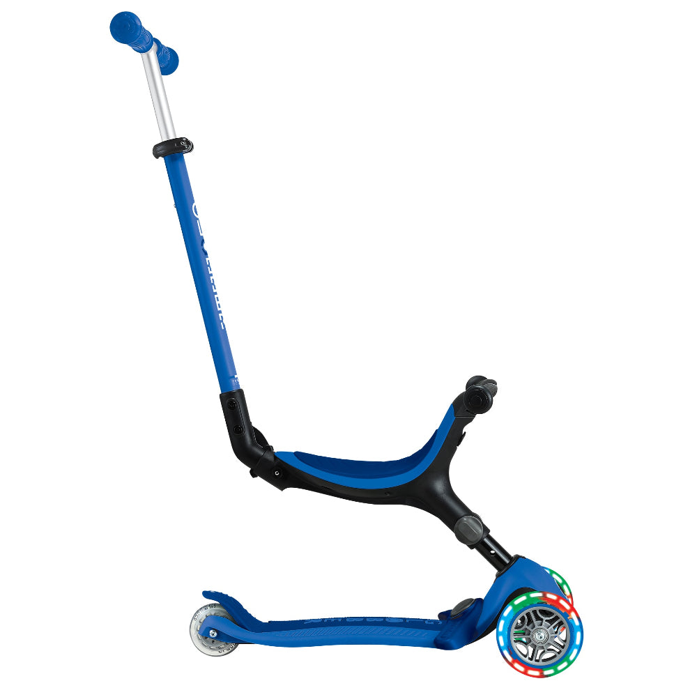 Shop Singapore Pumpanickel Sports Shop Buy Globber GO UP Active Lights Foldable Toddler Scooter with seat for 15 months to 9+ years - Navy Blue