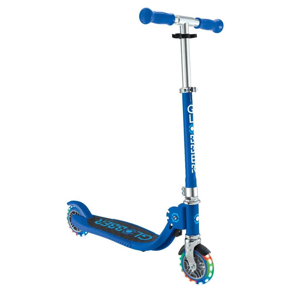 Shop Globber Singapore Pumpanickel Sports Shop Buy Globber Flow Foldable Junior Lights 2-Wheels Kick Scooter for age 3 and up - Navy Blue
