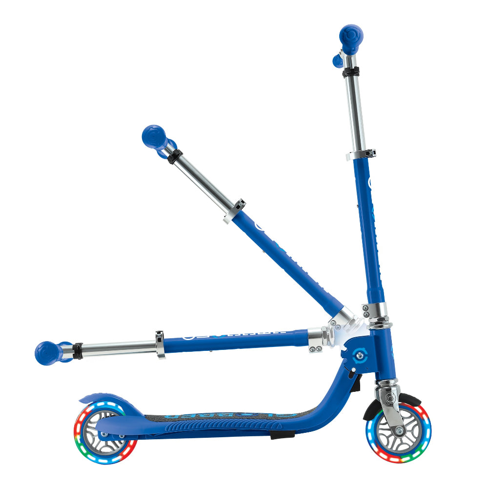 Shop Globber Singapore Pumpanickel Sports Shop Buy Globber Flow Foldable Junior Lights 2-Wheels Kick Scooter for age 3 and up - Navy Blue