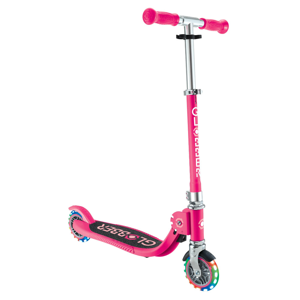 Shop Globber Singapore Pumpanickel Sports Shop Buy Globber Flow Foldable Junior Lights 2-Wheels Kick Scooter for age 3 and up - Fuchsia