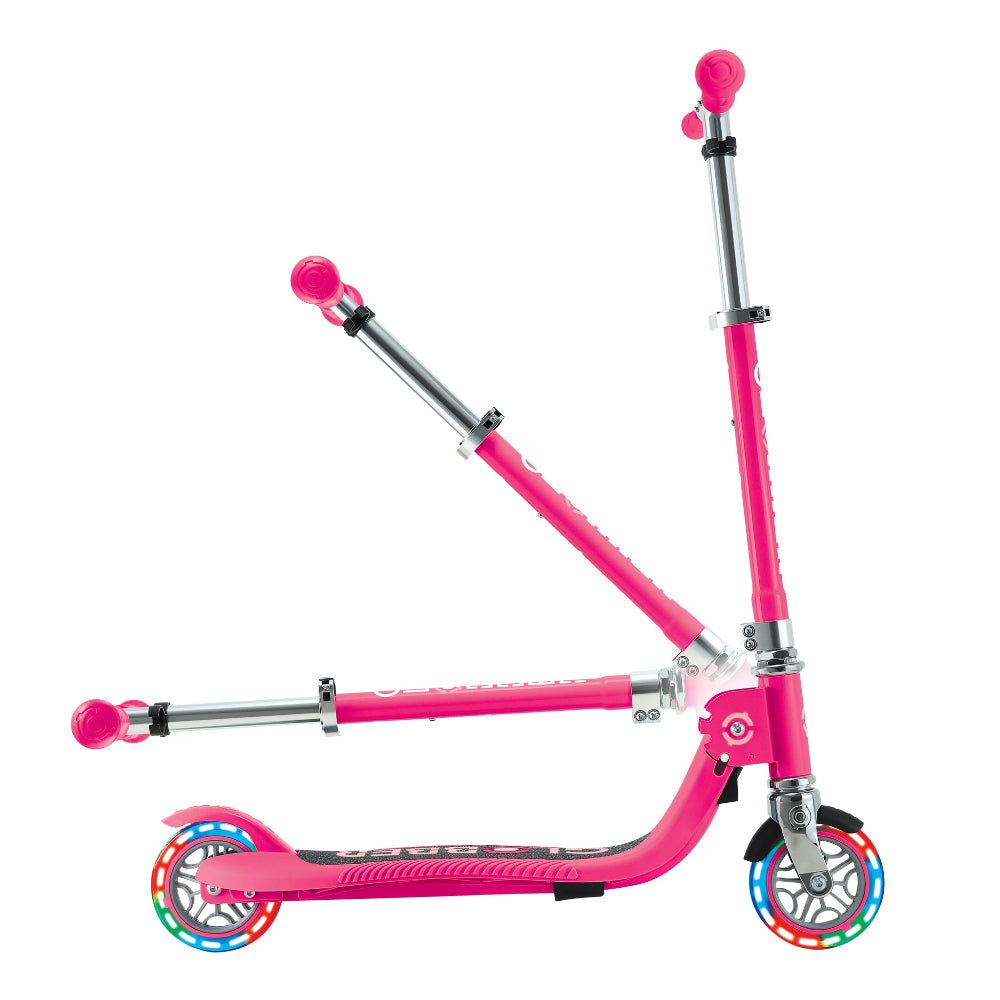 Shop Globber Singapore Pumpanickel Sports Shop Buy Globber Flow Foldable Junior Lights 2-Wheels Kick Scooter for age 3 and up - Fuchsia