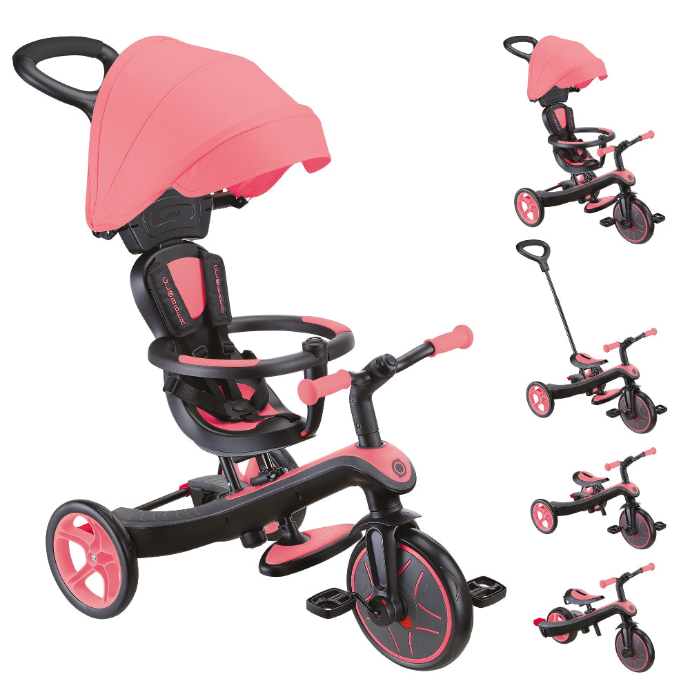 Shop Singapore Pumpanickel Sports Shop Buy Globber Explorer Trike 4-in-1 Baby Trike & Kids Balance Bike for 10 months to 5 years - Coral Pink