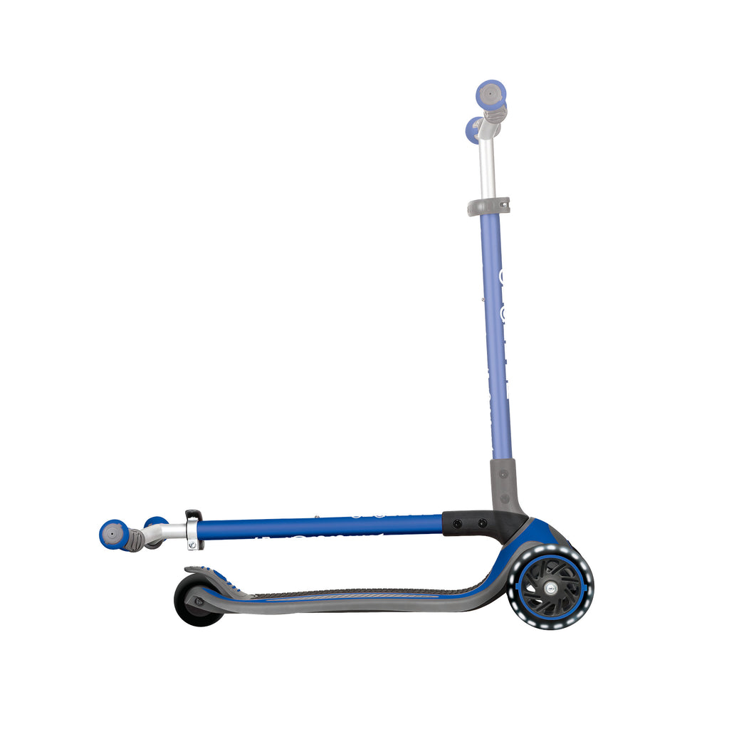 Shop Globber Singapore Pumpanickel Sports Shop Buy Globber Master Lights Foldable 3-Wheels Kids Scooter for age 4 to 14 years old - Navy Blue