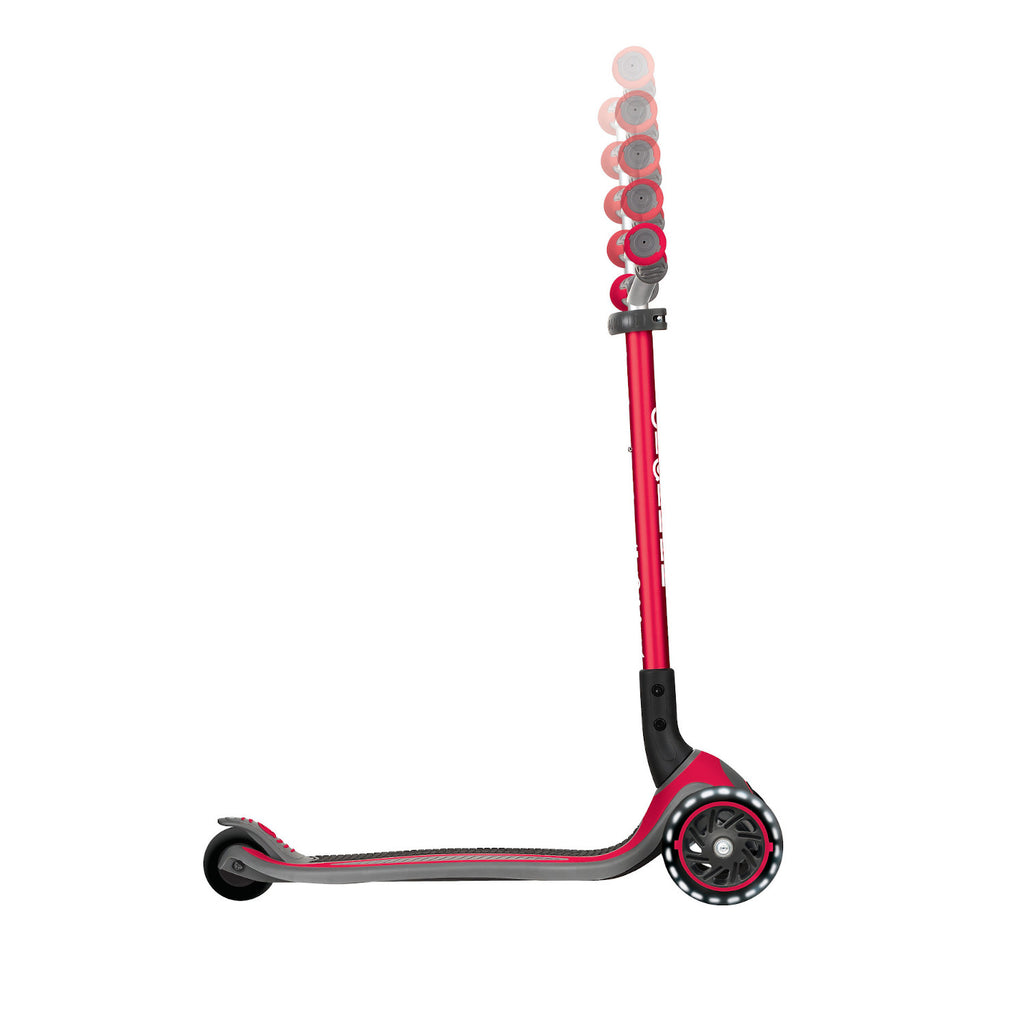 Shop Globber Singapore Pumpanickel Sports Shop Buy Globber Master Lights Foldable 3-Wheels Kids Scooter for age 4 to 14 years old - Red