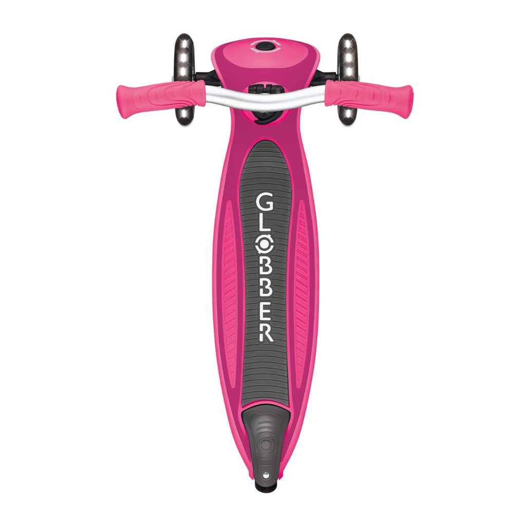 Shop Globber Singapore Pumpanickel Sports Shop Buy Globber Master Lights Foldable 3-Wheels Kids Scooter for age 4 to 14 years old - Fuchsia