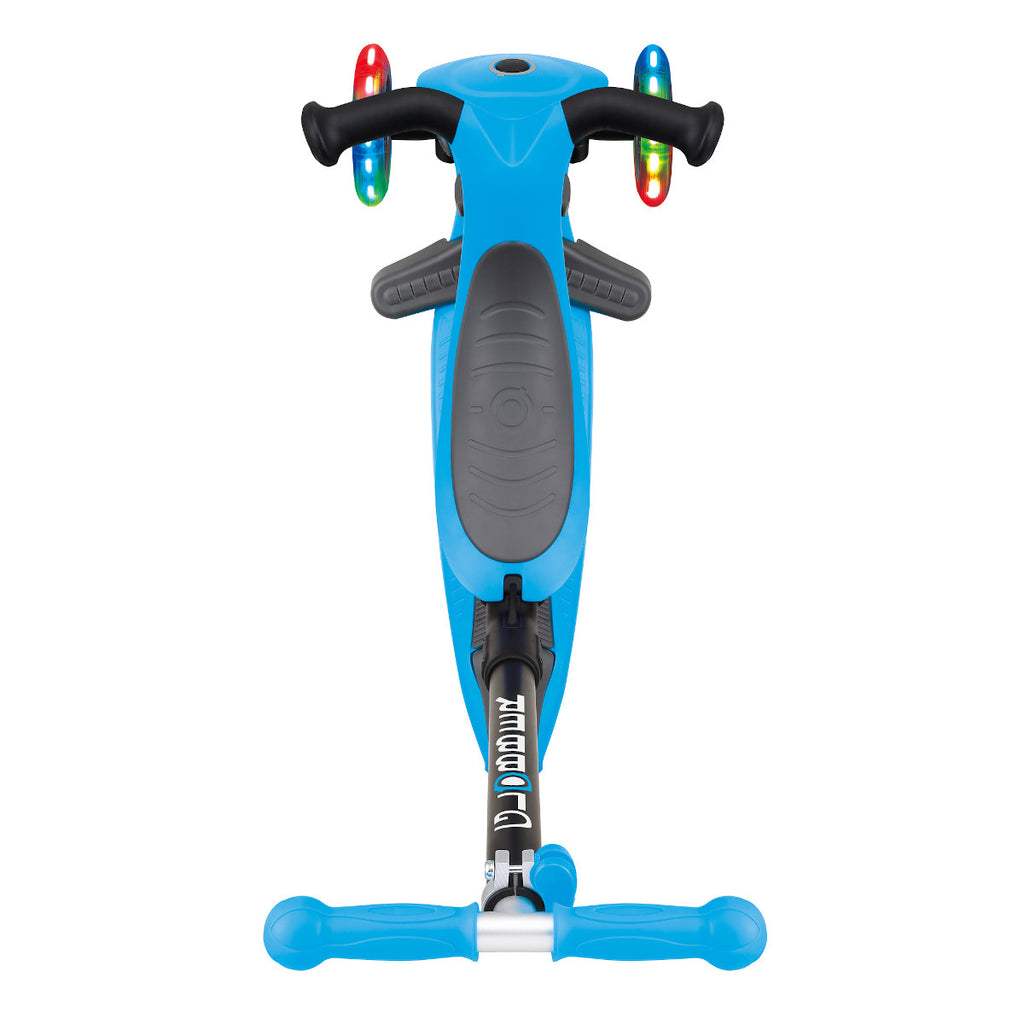 Shop Singapore Pumpanickel Sports Shop Buy Globber Go UP Foldable Plus Lights toddler scooter with seat for 15 months to 7 years - Sky Blue