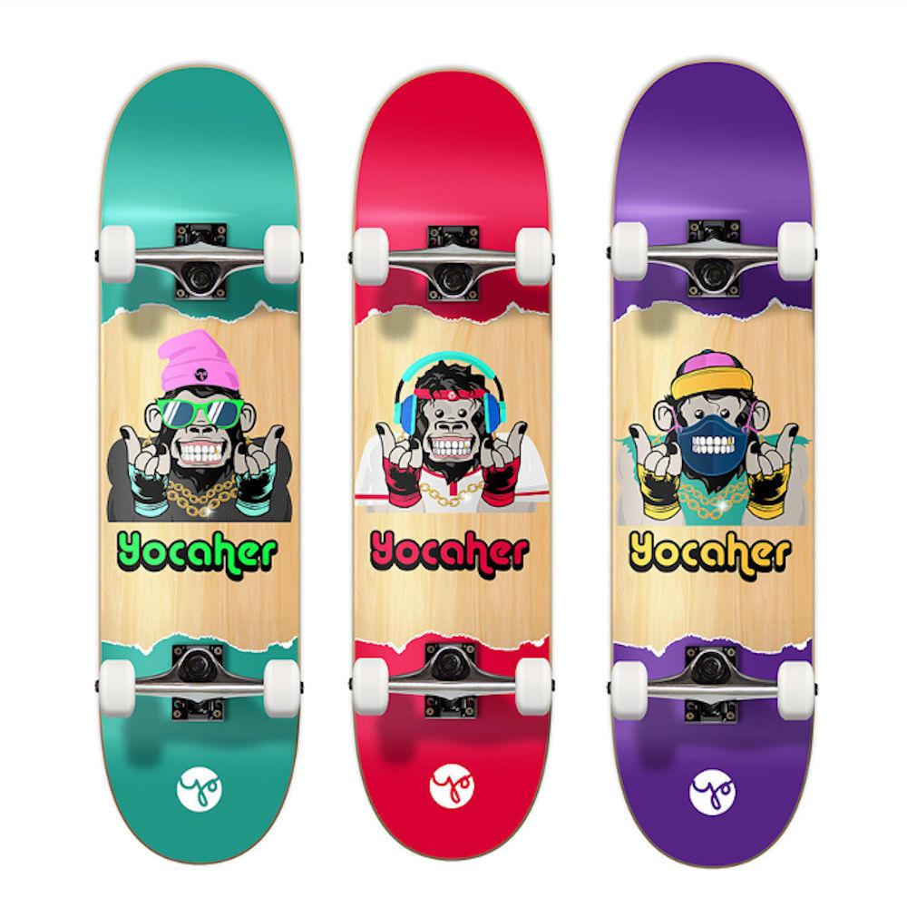 Pumpanickel Sport Shop Yocaher Singapore. Yocaher Skateboard 7.5" No Evil Chimp Series in 3 graphic designs - Hear No Evil Red, See No Evil Green and Speak No Evil Purple