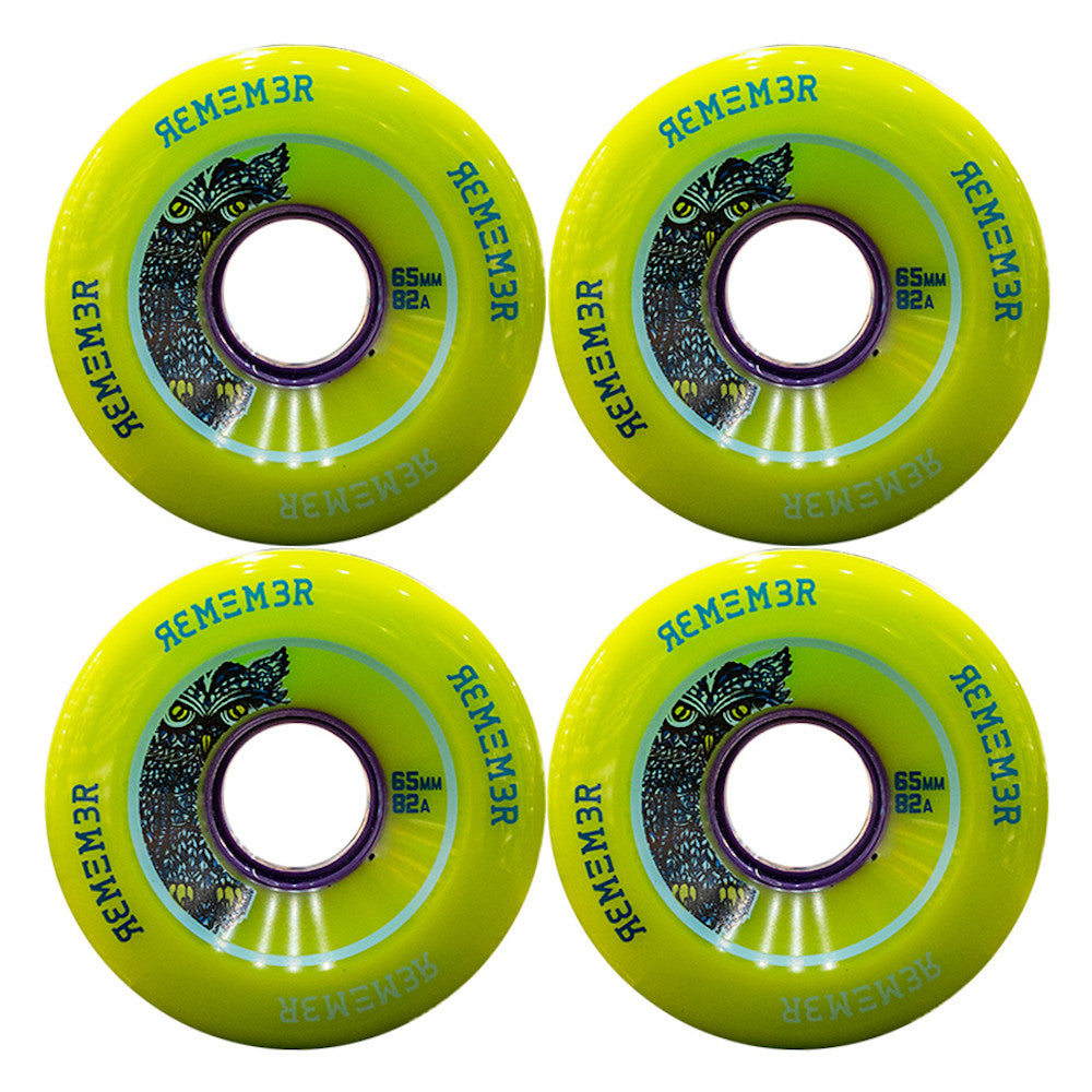 Remember Collective Lil Hoot Longboard Wheels 65mm 82a Lime | For freeride. cruising, freestyle or dancing longboard set up