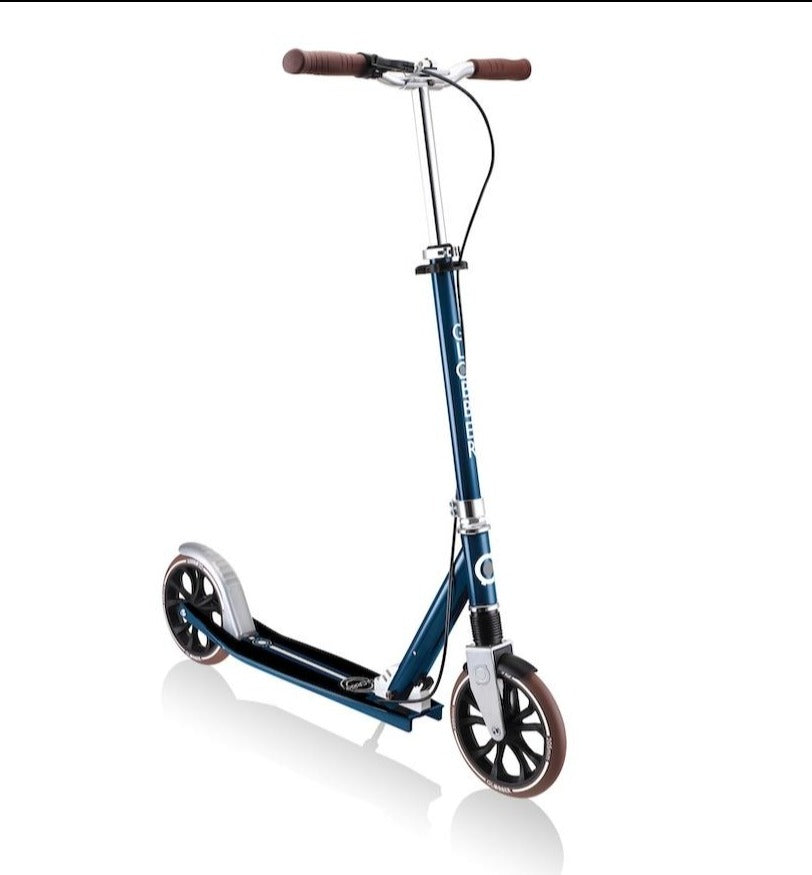 Shop Singapore Pumpanickel Sports Shop Buy Globber NL205 Deluxe Foldable Big Wheels Kick Scooter with Hand Brake for Kids age 8+ to adults - Vintage Blue