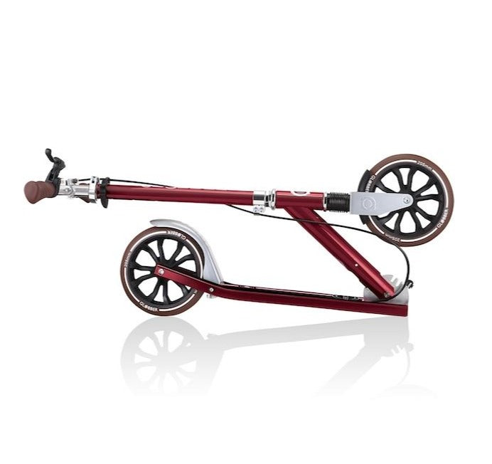 Shop Singapore Pumpanickel Sports Shop Buy Globber NL205 Deluxe Foldable Big Wheels Kick Scooter with Hand Brake for Kids age 8+ to adults - Vintage Red