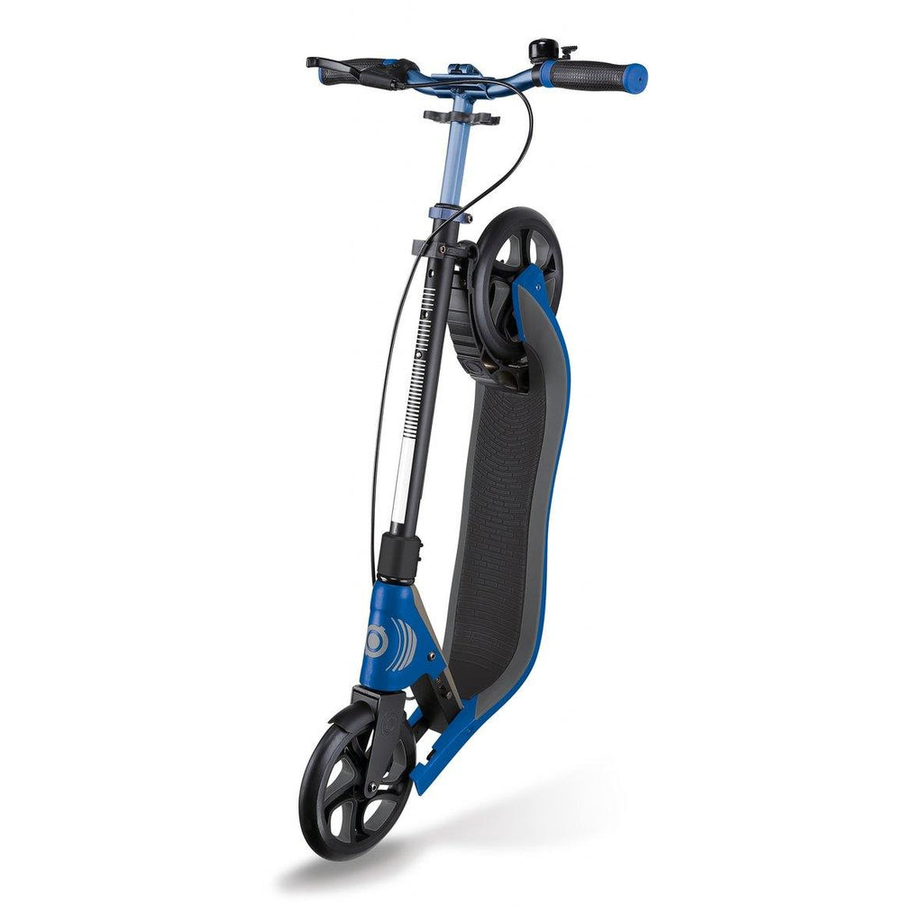 Shop Singapore Pumpanickel Sports Shop Buy Globber One NL205 Deluxe Foldable 2-Wheels Adult Kick Scooter with Hand Brake and Bell- Titanium/Navy Blue