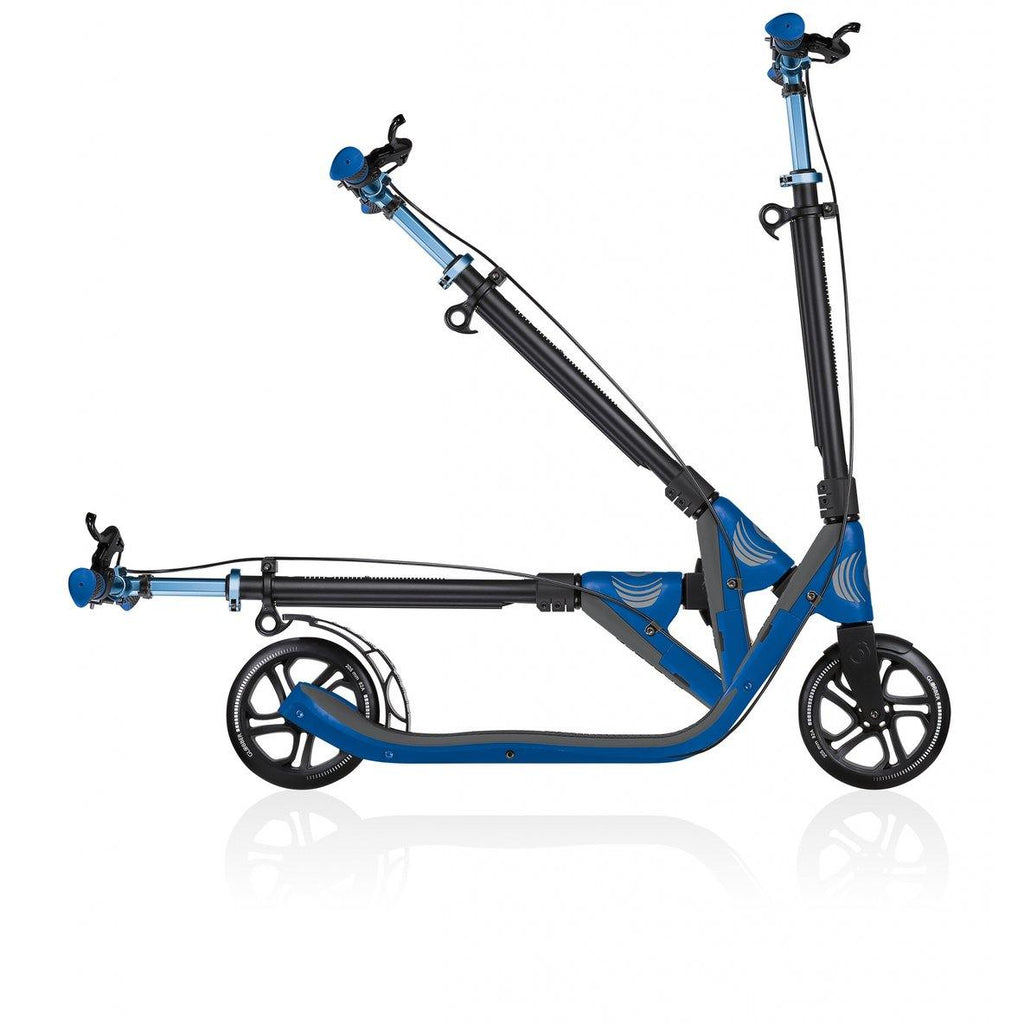 Shop Singapore Pumpanickel Sports Shop Buy Globber One NL205 Deluxe Foldable 2-Wheels Adult Kick Scooter with Hand Brake and Bell- Titanium/Navy Blue