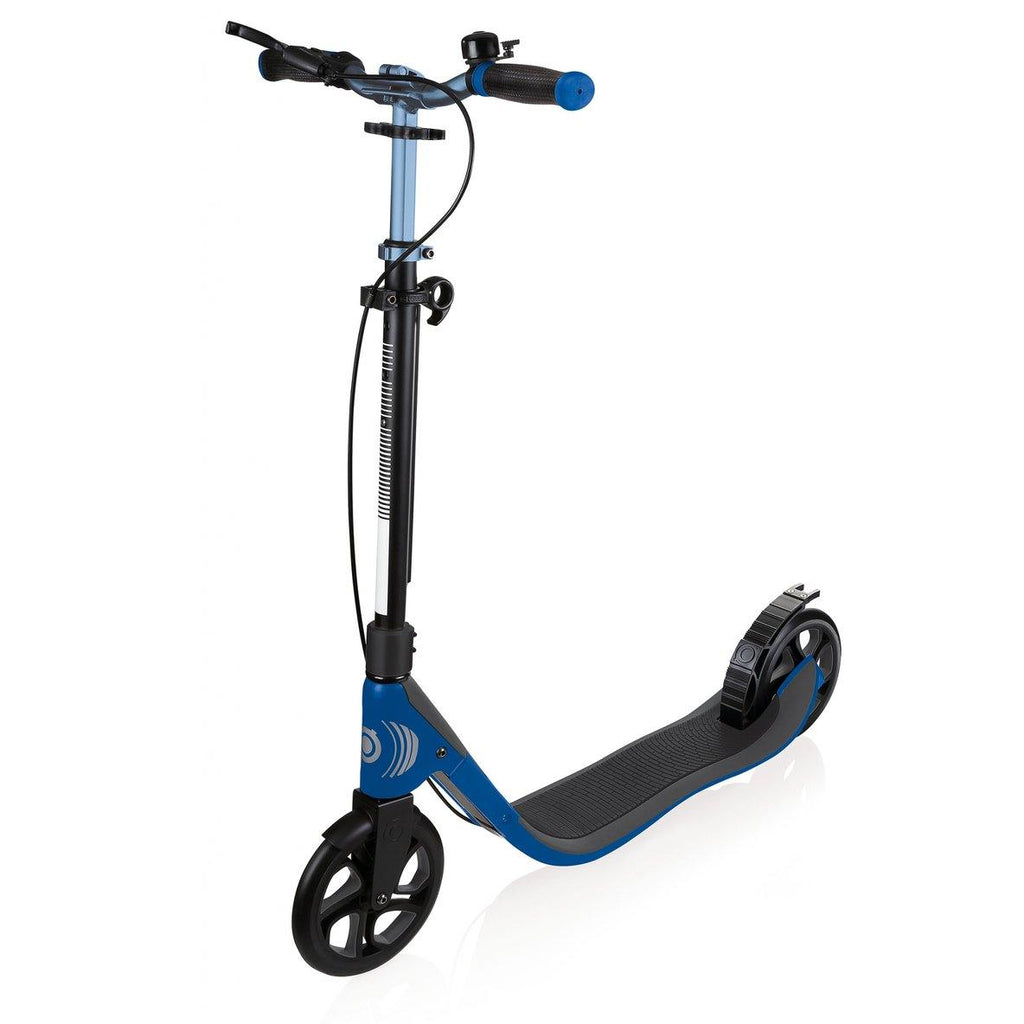 Shop Singapore Pumpanickel Sports Shop Buy Globber One NL205 Deluxe Foldable 2-Wheels Adult Kick Scooter with Hand Brake and Bell- Titanium/Navy Blue