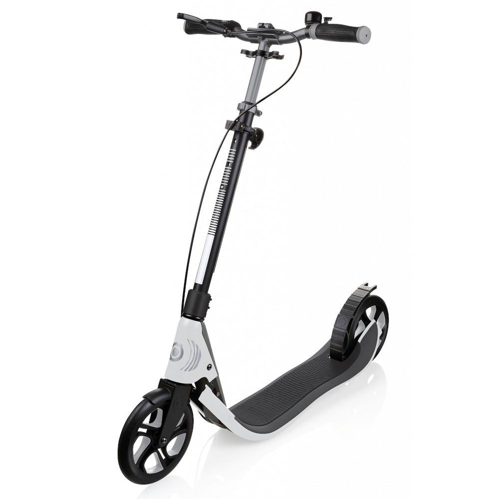 Shop Singapore Pumpanickel Sports Shop Buy Globber One NL205 Deluxe Foldable 2-Wheels Adult Kick Scooter with Hand Brake and Bell- White/Dark Grey