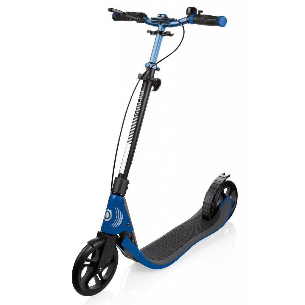 Shop Singapore Pumpanickel Sports Shop Buy Globber One NL205 Deluxe Foldable 2-Wheels Adult Kick Scooter with Hand Brake and Bell- Titanium/Navy Blue