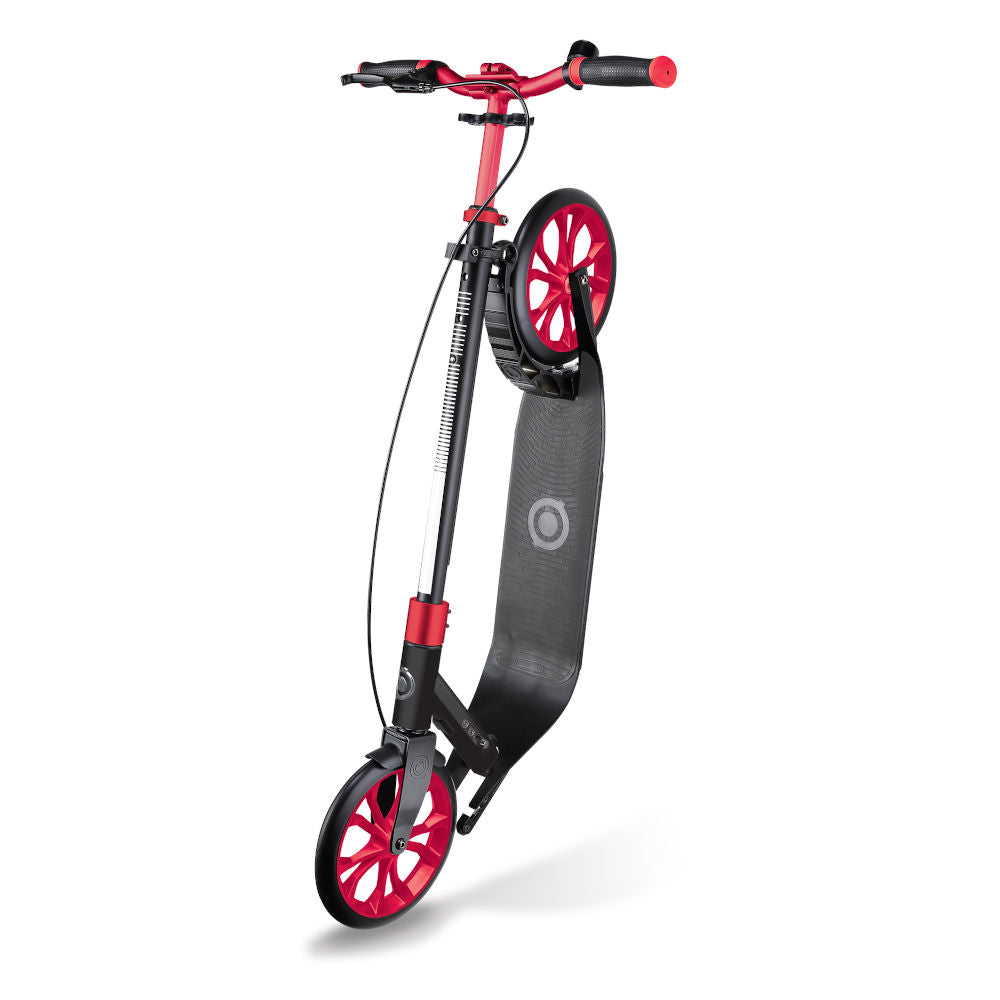 Shop Singapore Pumpanickel Sports Shop Buy Globber One NL230 Ultimate Foldable Big Wheels Adult Kick Scooter with Hand Brake and Bell- Titanium/Ruby Red