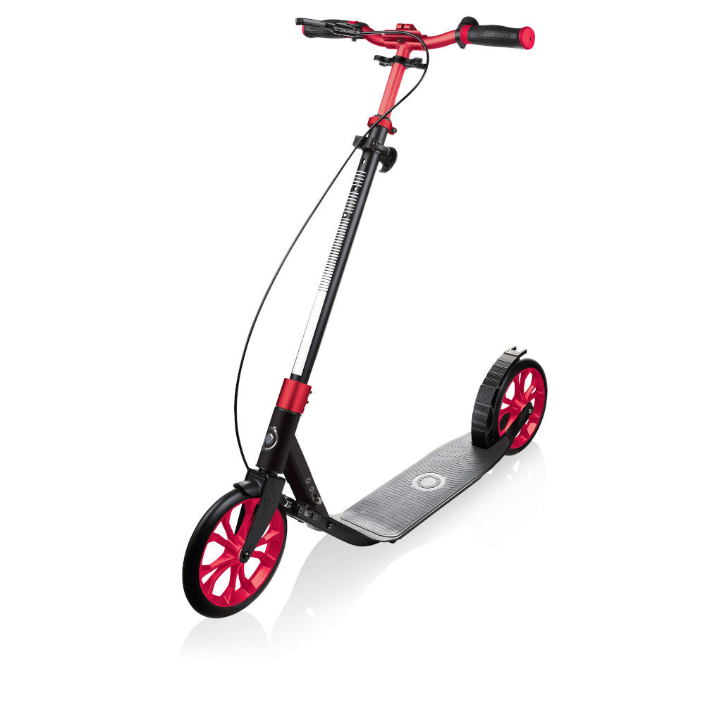Shop Singapore Pumpanickel Sports Shop Buy Globber One NL230 Ultimate Foldable Big Wheels Adult Kick Scooter with Hand Brake and Bell- Titanium/Ruby Red