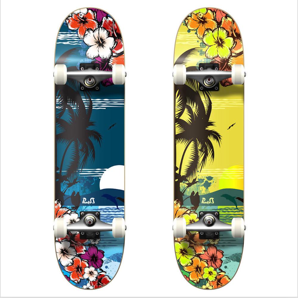 Pumpanickel Sport Shop Yocaher Singapore Yocaher Skateboards 7.5" Tropical Series in 2 designs - Tropical Day Yellow & Tropical Night Dark Green