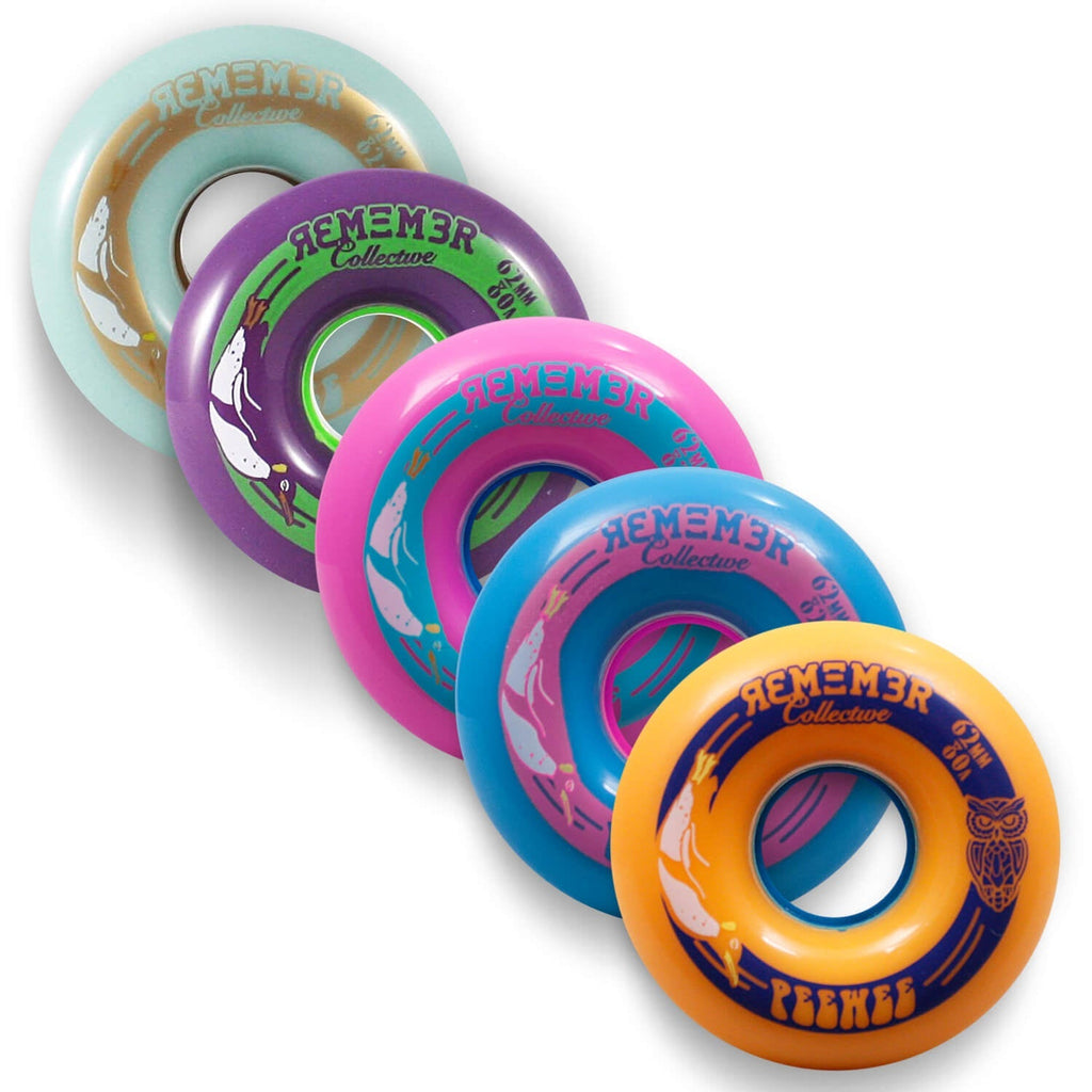 Remember Collective Pee Wee Wheels 62mm | For cruising, freeride & freestyle longboard set up