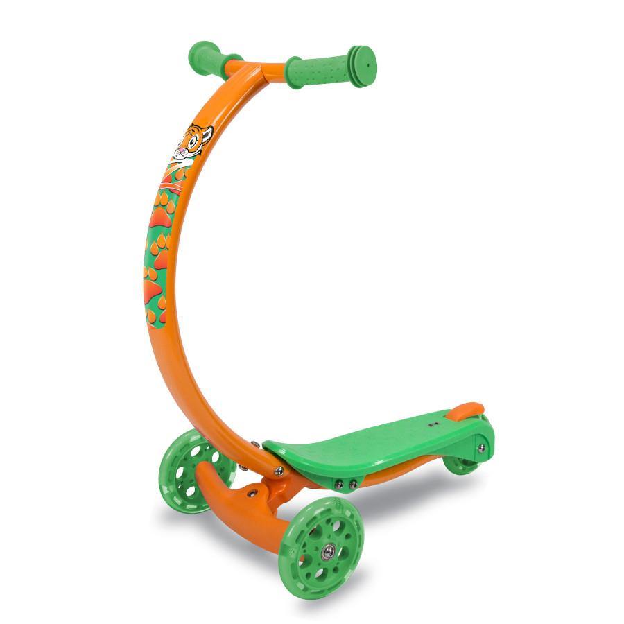 Pumpanickel Sports Shop Zycom Zipster 3 wheel kick scooter for kids boys and girls age 3 to 5 years. Orange tiger design kids scooter with light up wheels