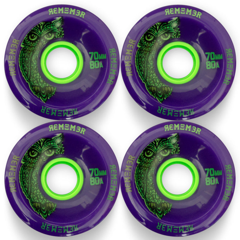 Remember Collective Hoot Longboard Wheels 70mm 80a Purple | For cruising, freestyle and dancing longboard set up
