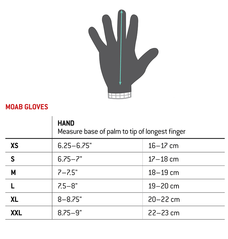 Pumpanickel Sports Shop G-Form Moab Mountain Bike Gloves for MTB, cycling | Gloves Size Chart 
