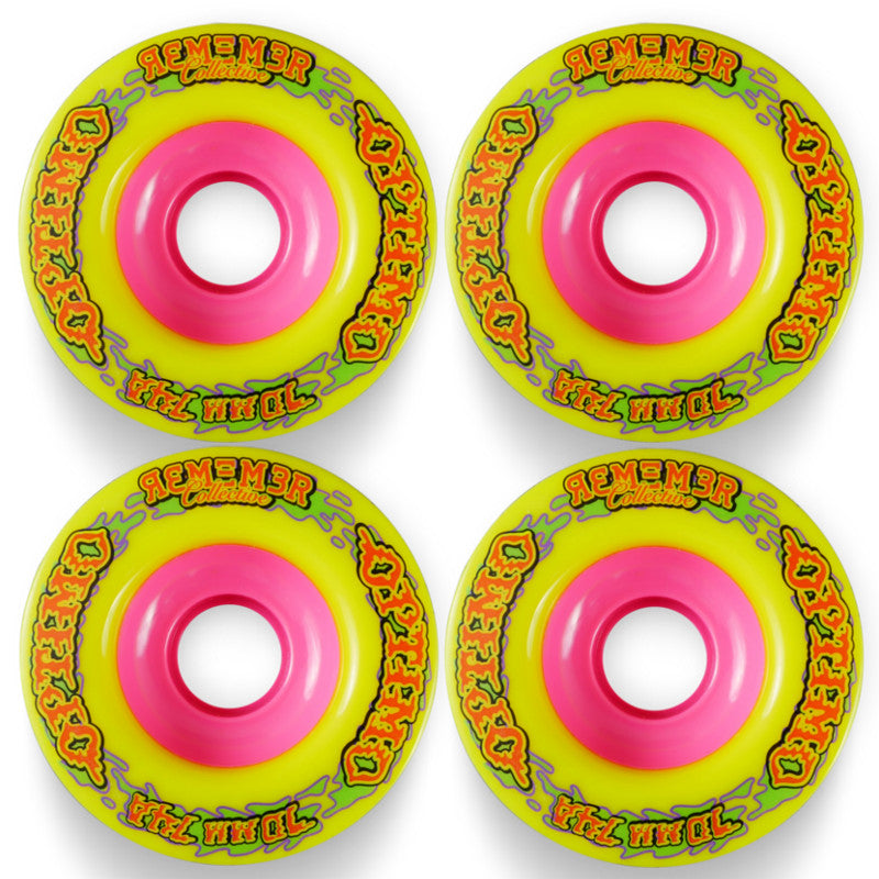 Remember Collective Optimo Longboard Wheels 70mm 74a Yellow | For cruising, freestyle and dancing longboard set up