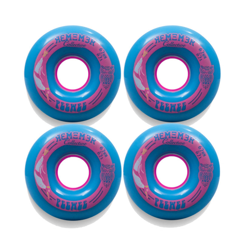 Remember Collective Pee Wee Wheels 62mm 82a Blue | For cruising, freeride & freestyle longboard set up