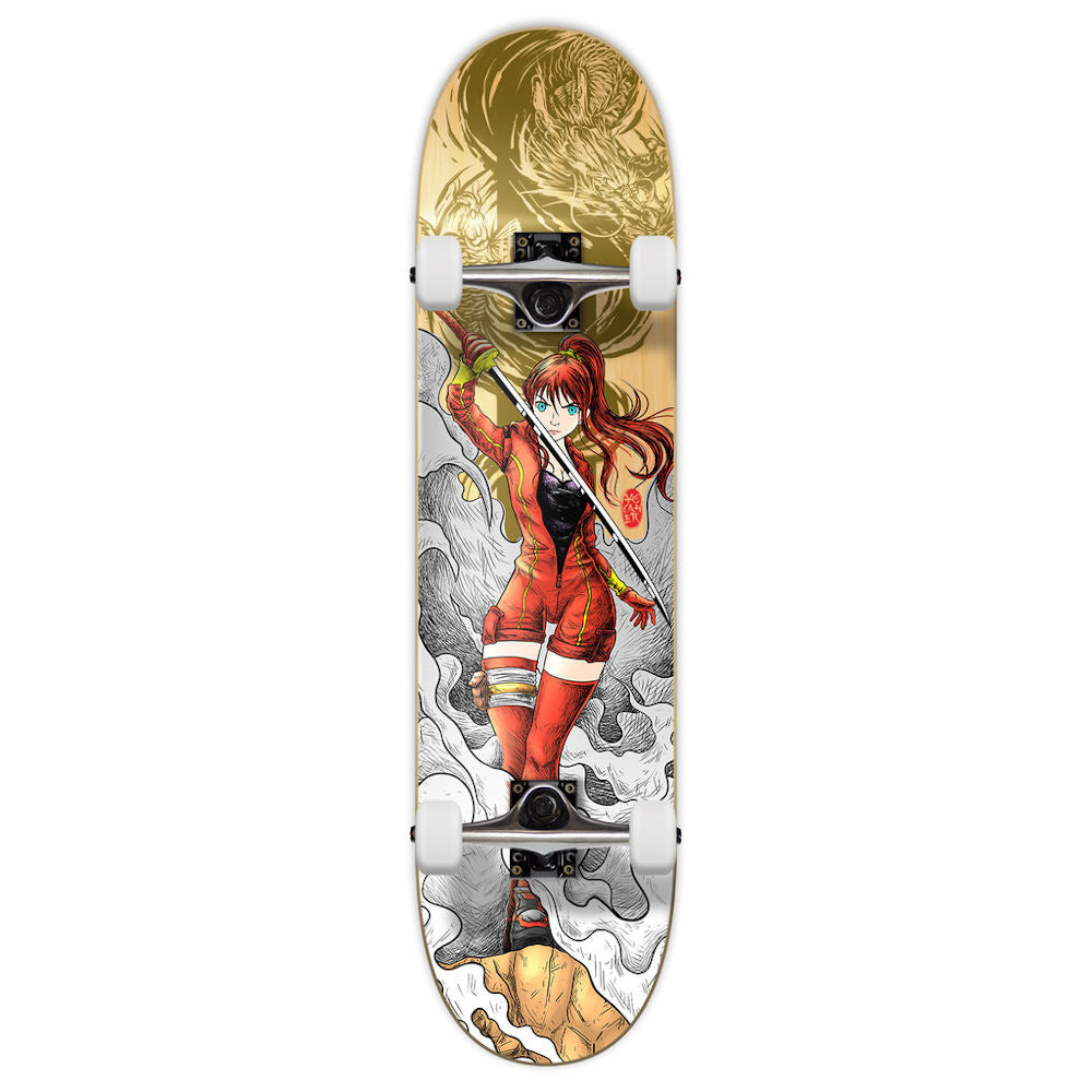 Pumpanickel Sports Shop Yocaher Skateboard. Yocaher Skateboard 8" complete skateboard Girl Samurai Series Gold Dragon