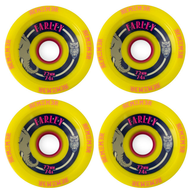 Remember Collective Farley Longboard Wheels 72mm 74a Yellow | For freeride & cruising longboard set up